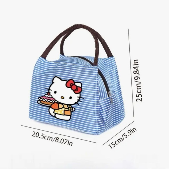 NEW Hello Kitty Green Striped Lunch Bag - Picture 3 of 3